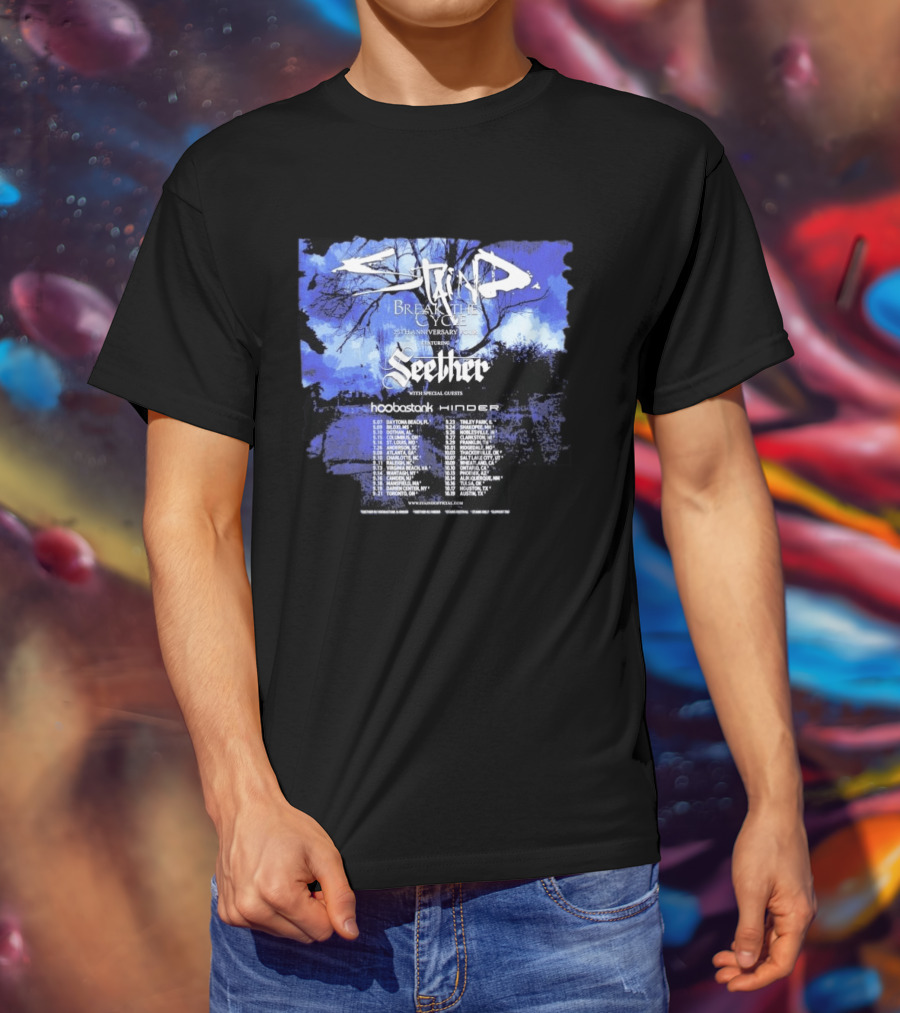 Staind Break The Cycle 25th Anniversary Tour Featuring Seether Hoobastank Hinder 2023 Dates T-Shirt