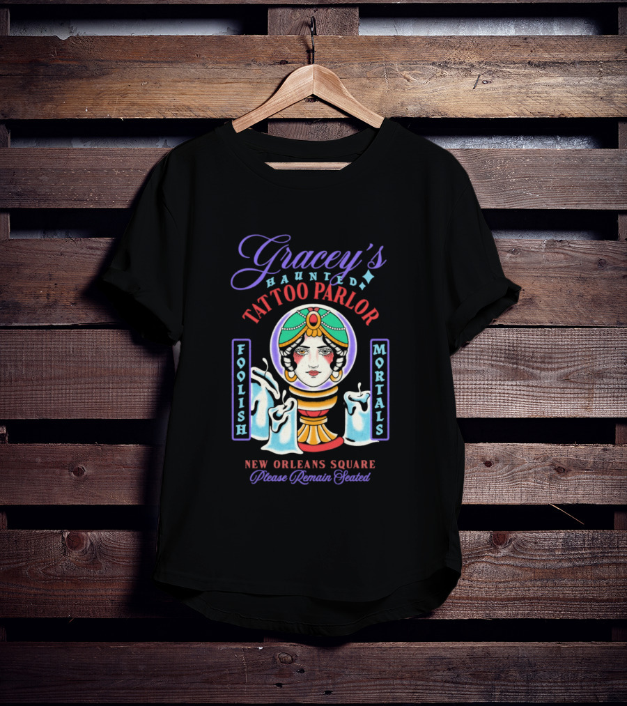 Gracey's Haunted Tattoo Parlor Leota Variant Foolish Mortals New Orleans Square T-Shirt