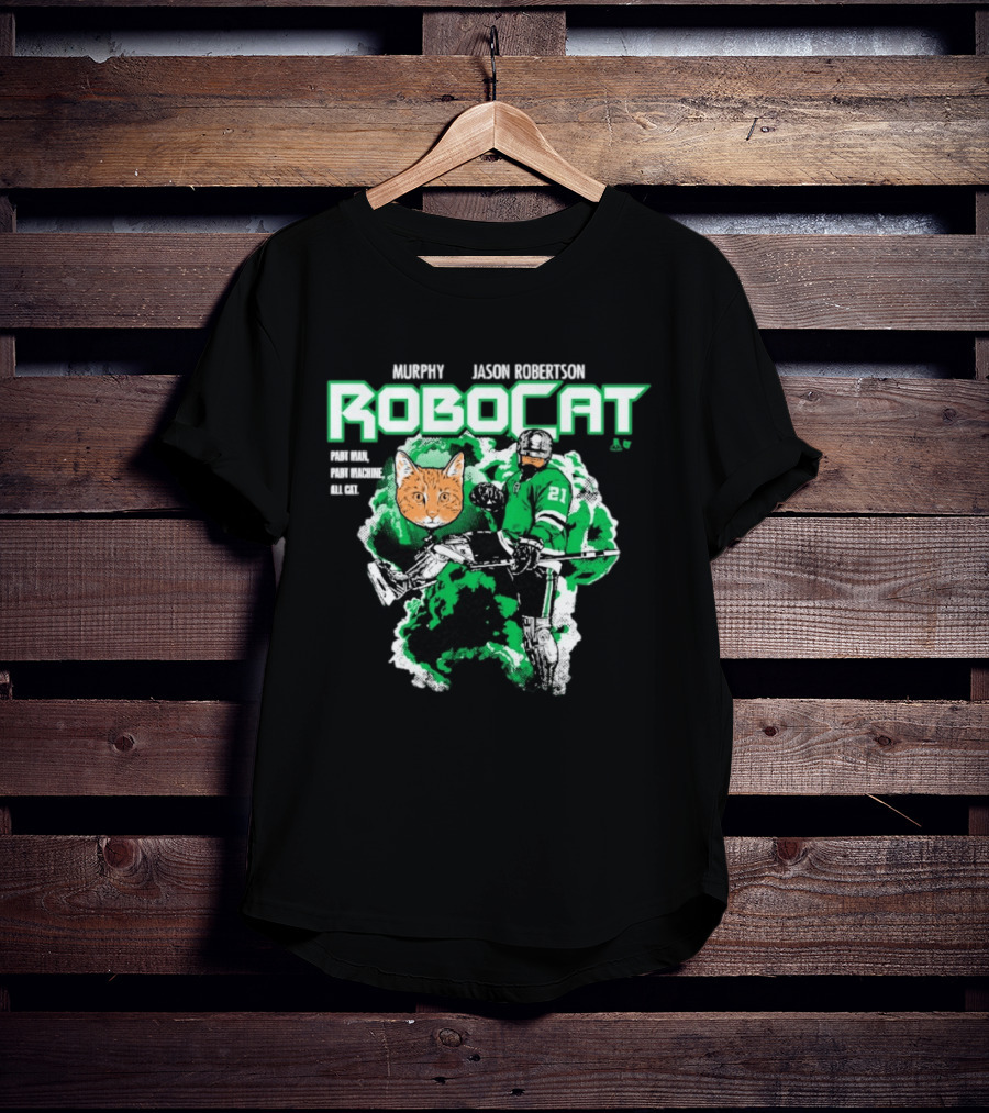 Jason Robertson RoboCat Hockey Player With Cat Head T-Shirt