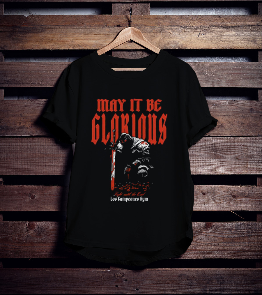 May It Be Glorious Los Campeones Gym Camiseta Vintage Con Guerrero Histórico Rojo Y Blanco T-Shirt
