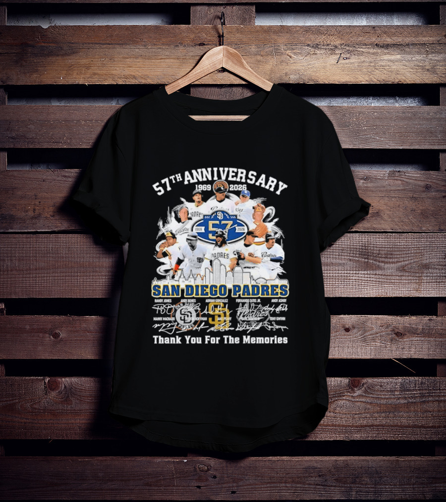 San Diego Padres 57th Anniversary 1969 2026 Thank You For The Memories T-Shirt
