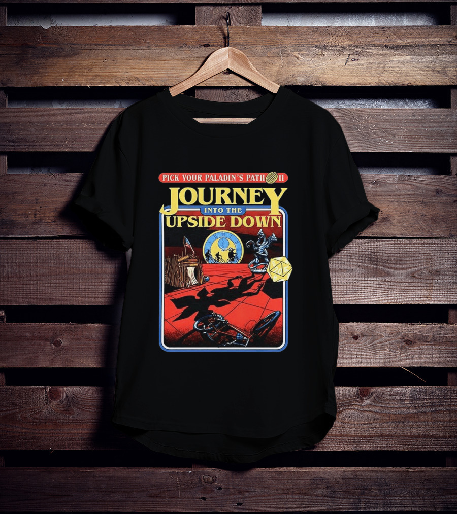Pick Your Paladin's Path Journey Into The Upside Down Comic Dice Retro Scene T-Shirt
