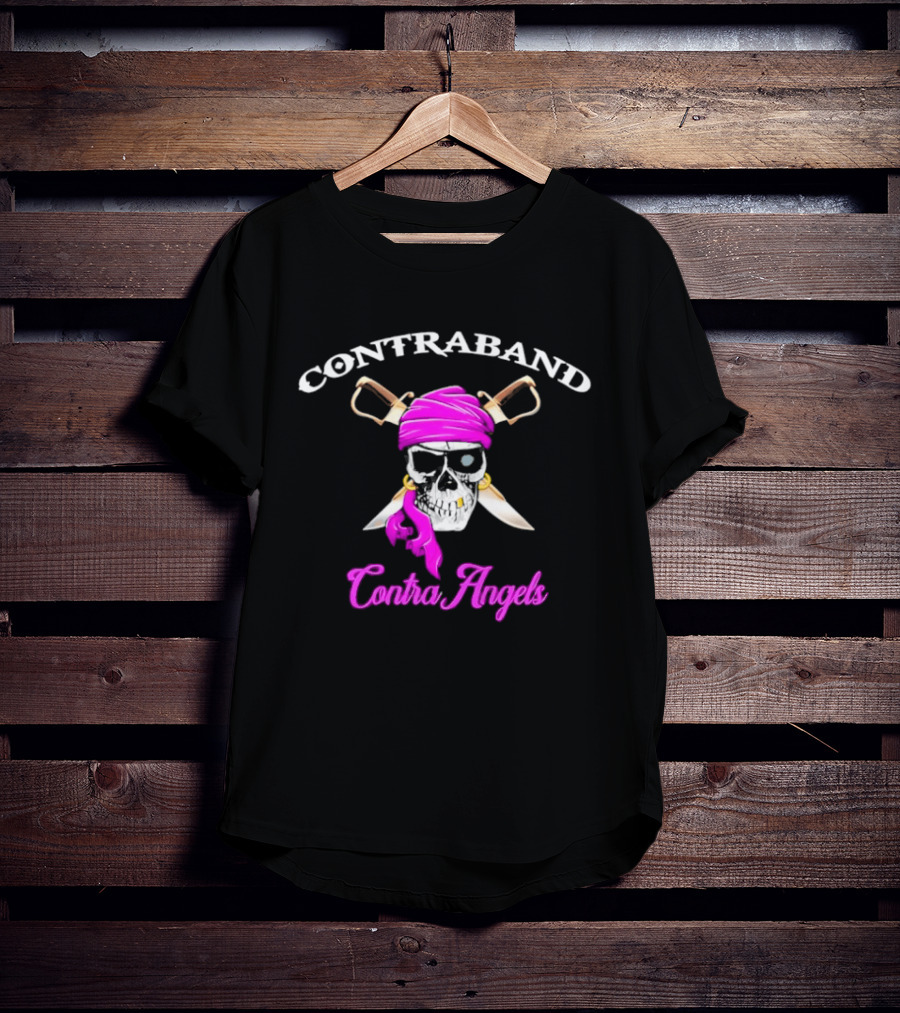 Contraband ContraAngels Skull Pirate Bandana And Swords T-Shirt