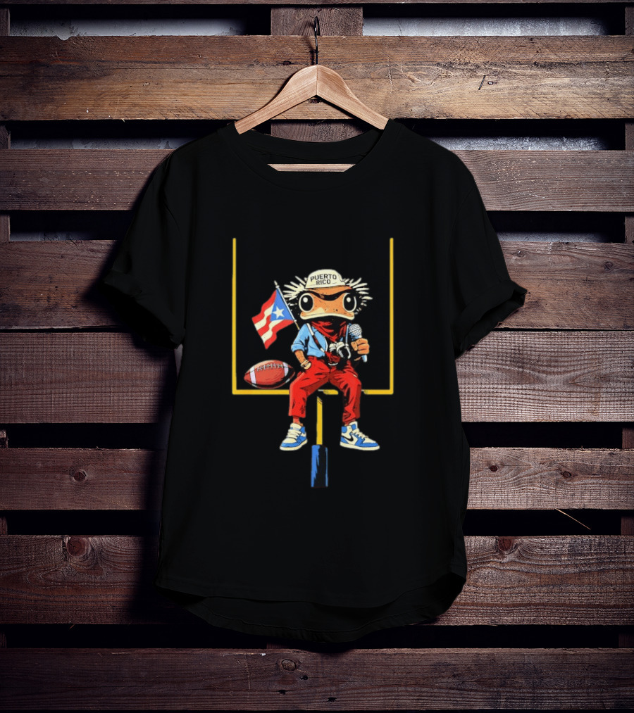 Puerto Rico Coqui Frog Taino Boricua Flag Football T-Shirt