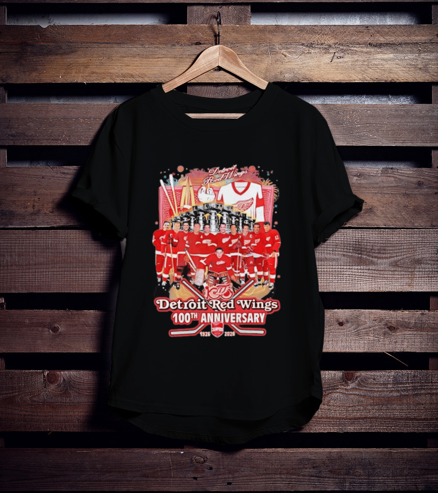 Detroit Red Wings 100th Anniversary 1926 2026 Team Celebration T-Shirt
