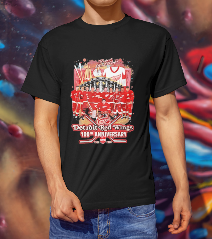 Detroit Red Wings 100th Anniversary 1926 2026 Team Celebration T-Shirt