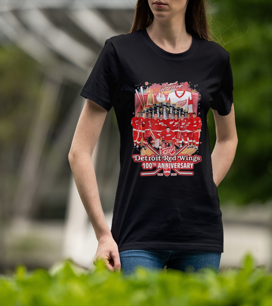 Detroit Red Wings 100th Anniversary 1926 2026 Team Celebration T-Shirt
