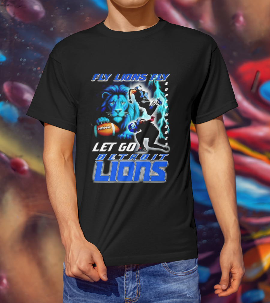 Fly Lions Fly Let Go Detroit Lions Football Journey T-Shirt