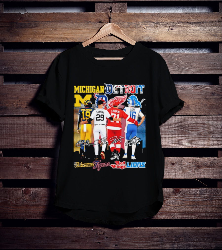 Michigan Wolverines X Tigers X Red Wings X Lions Detroit Sports Players T-Shirt