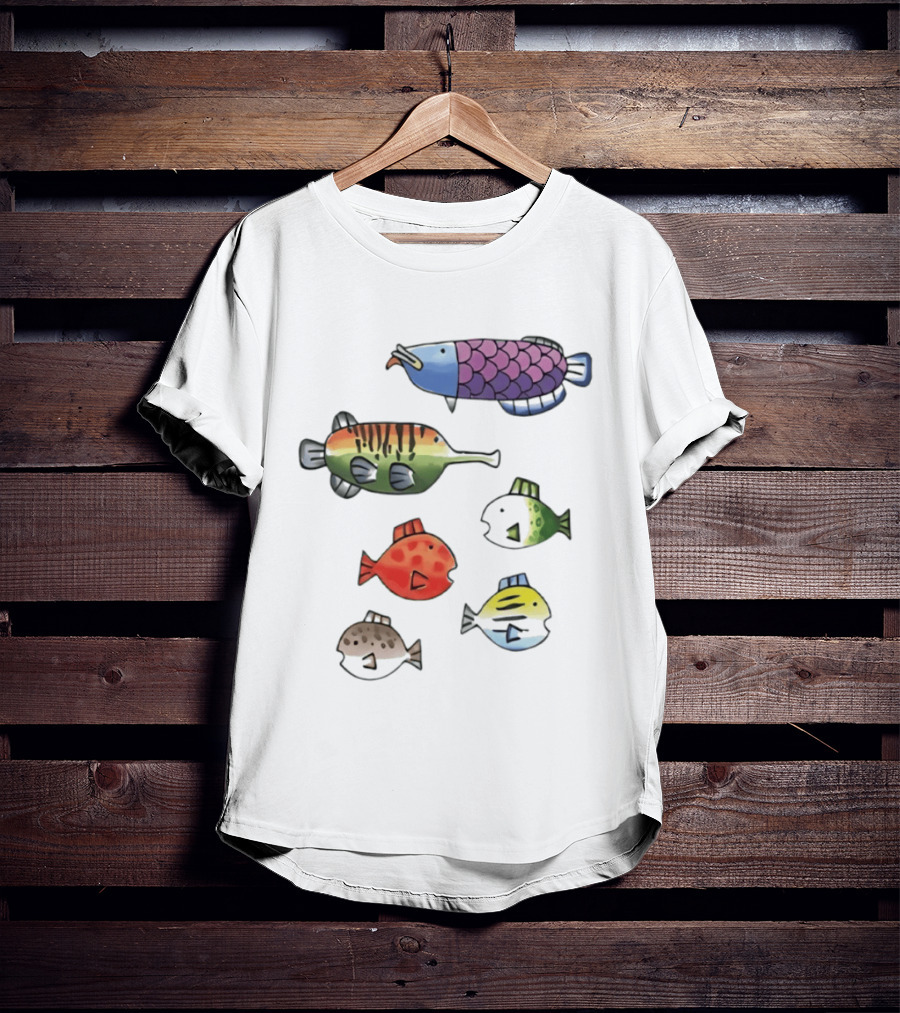 Fishing Minigame Colorful Fish Collection Vibrant Sea Life T-Shirt