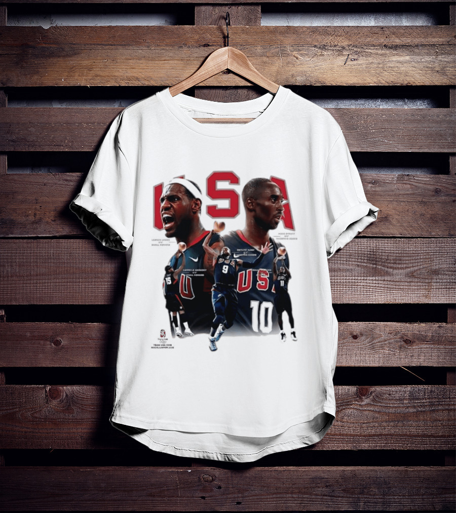 Kobe Bryant LeBron James Dwyane Wade Carmelo Anthony USA Basketball Redeem Team T-Shirt