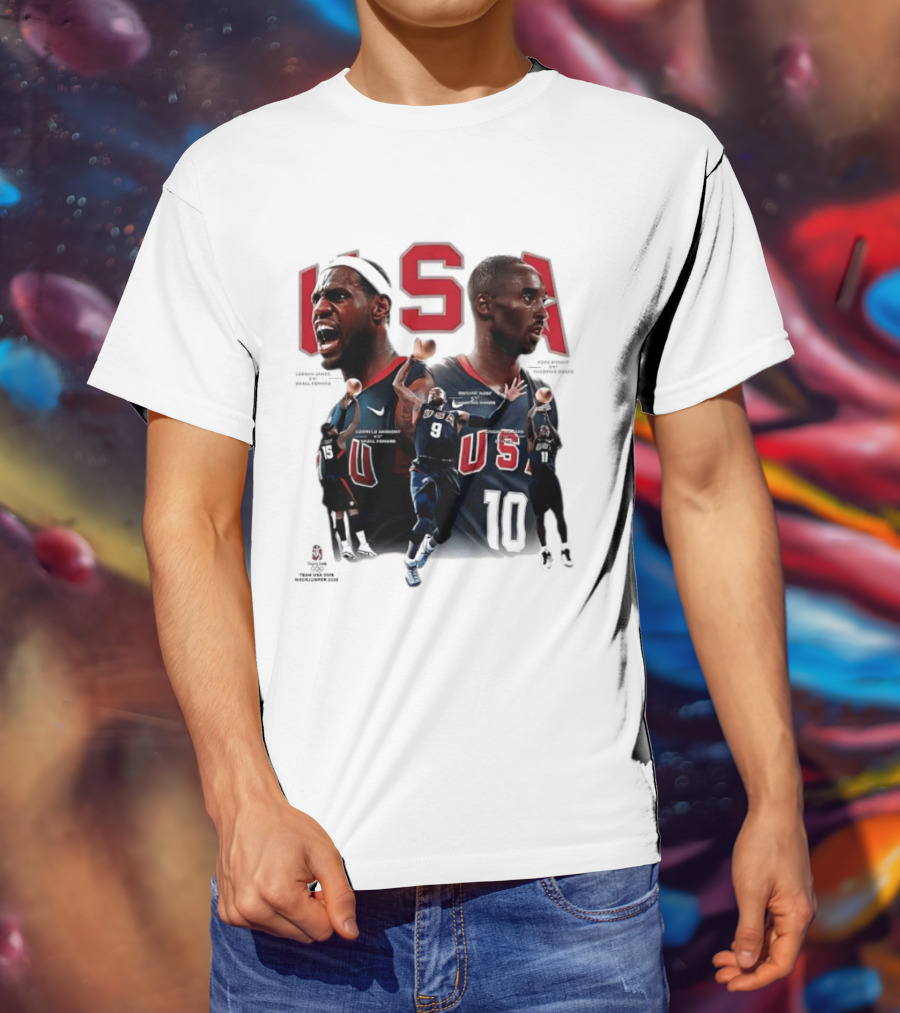 Kobe Bryant LeBron James Dwyane Wade Carmelo Anthony USA Basketball Redeem Team T-Shirt
