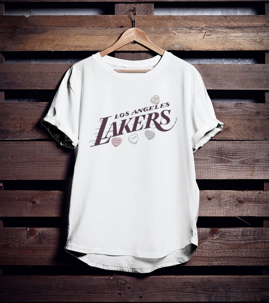 Los Angeles Lakers Valentine's Day Candy Hearts T-Shirt
