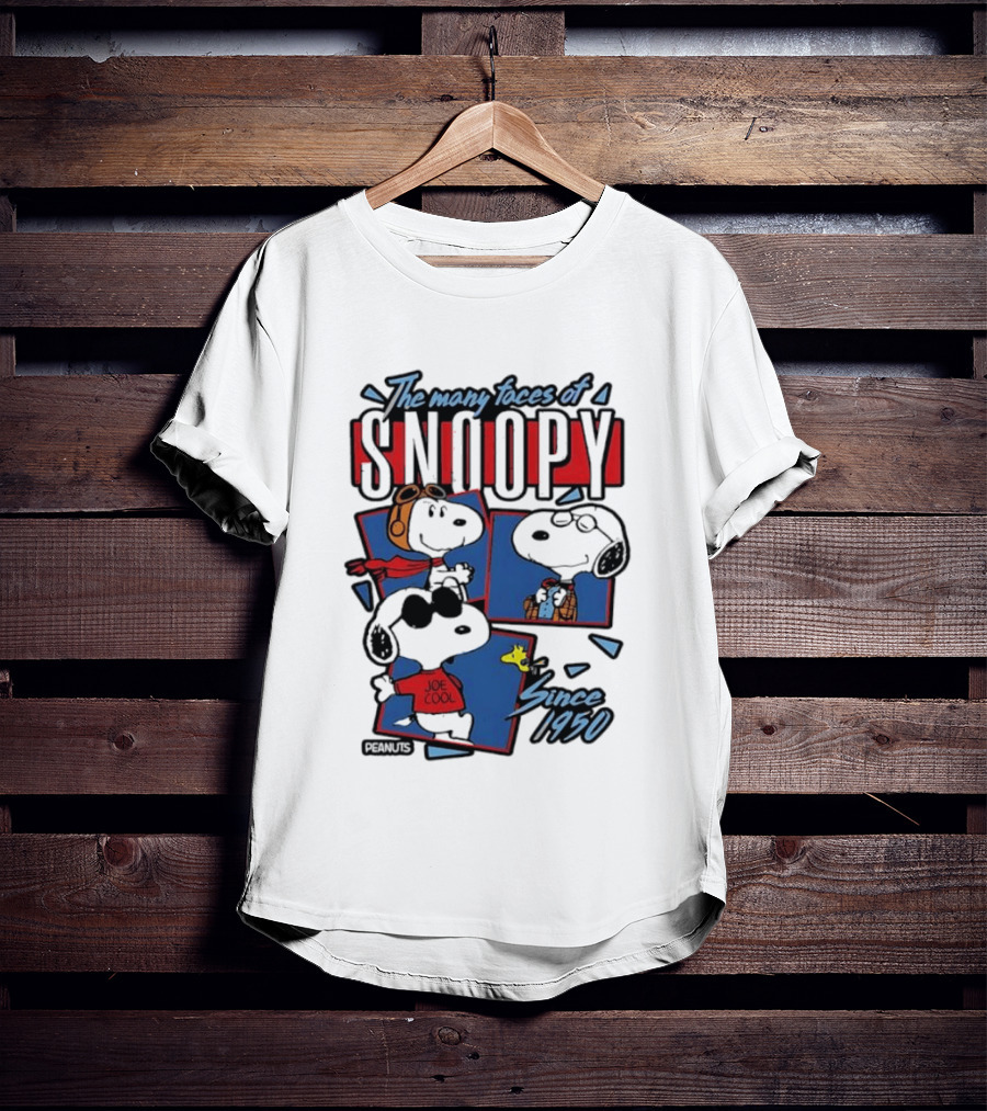 The Many Faces Of Snoopy Joe Cool Aviator Since 1950 T-Shirt