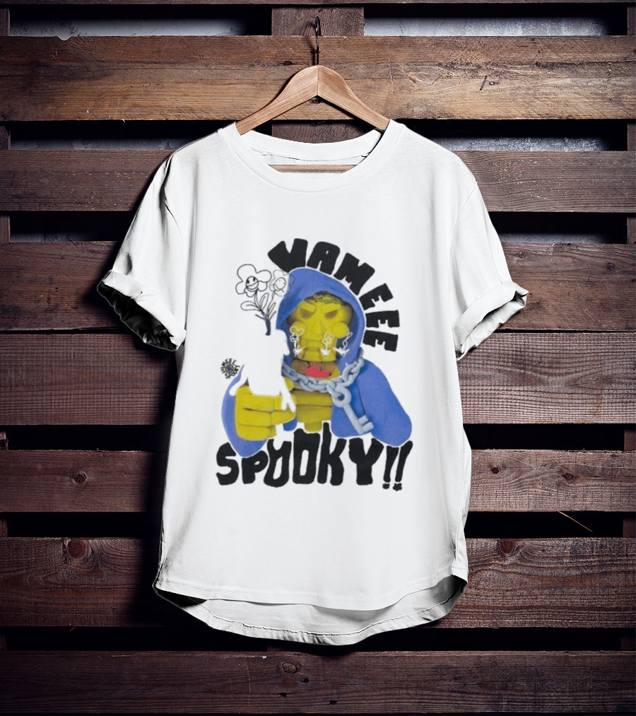 Vameee Spooky Skeleton In Blue Hood With Chains T-Shirt