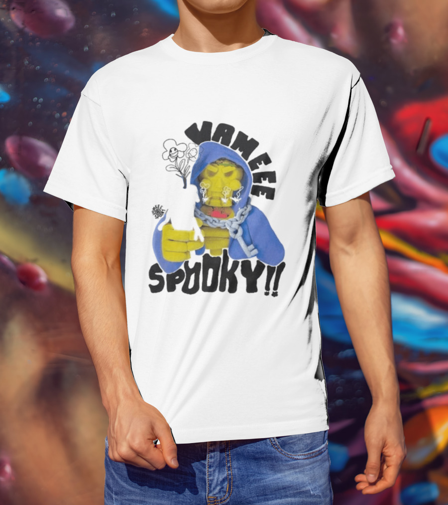 Vameee Spooky Skeleton In Blue Hood With Chains T-Shirt