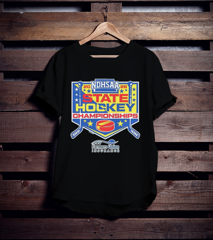 NDHSAA 2026 State Hockey Championships Merchandise Farmers Union Insurance T-Shirt