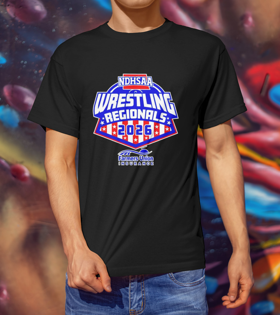NDHSAA Wrestling Regionals 2026 Farmers Union Insurance T-Shirt