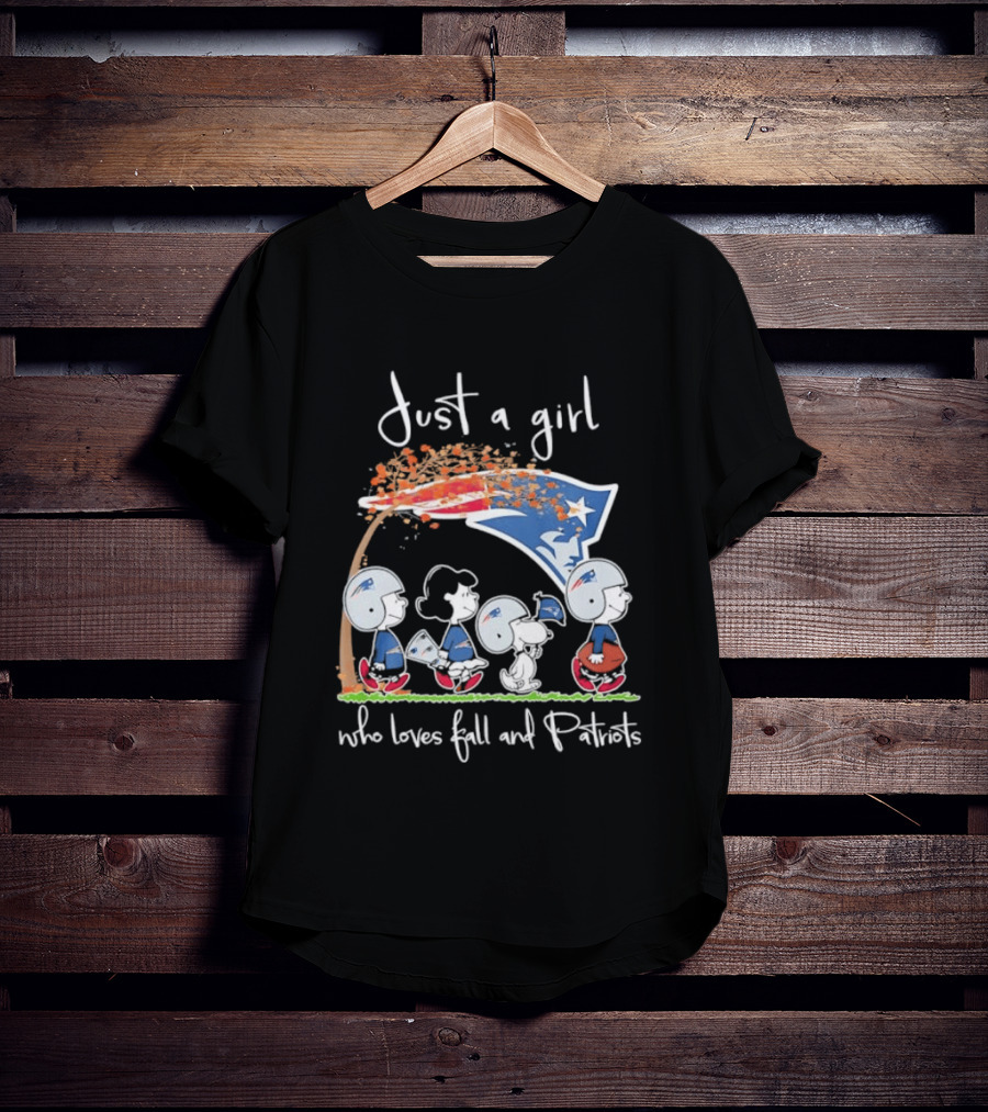 Peanuts Characters Just A Girl Who Loves Fall And Patriots T-Shirt