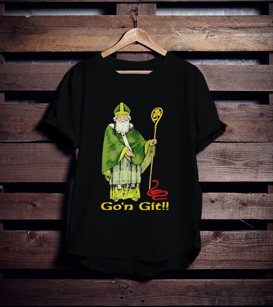 Go'n Git St Patrick Vintage Illustration With Staff And Smoke T-Shirt