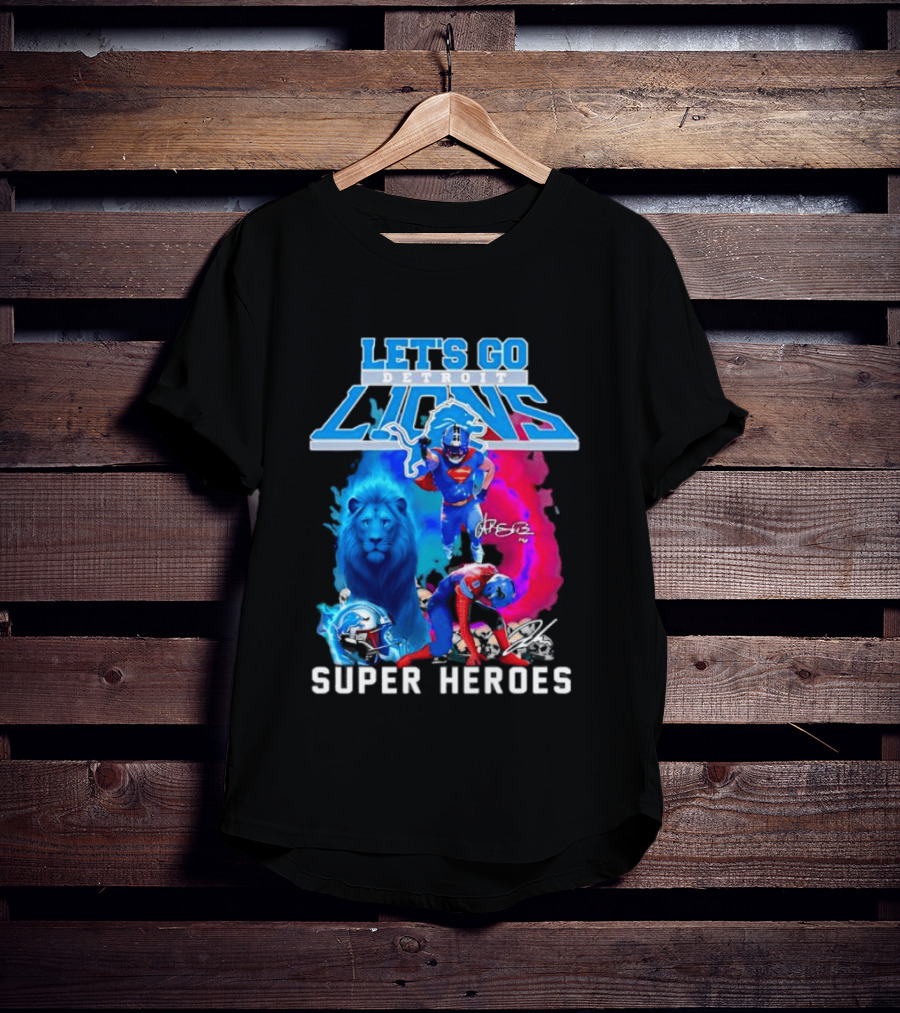 Let's Go Detroit Lions Jahmyr Gibbs Amon Ra St Brown Super Heroes T-Shirt