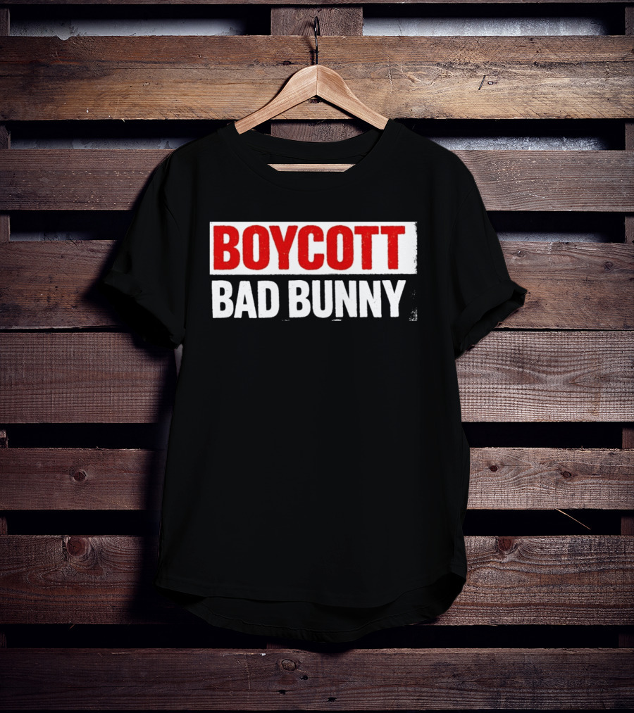 Boycott Bad Bunny Text Bold Red And White T-Shirt