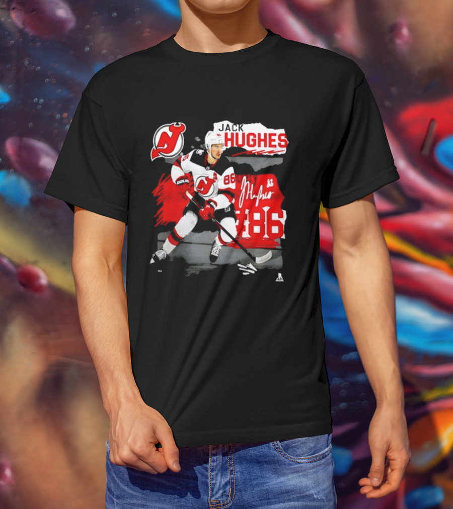 New Jersey Devils Jack Hughes 86 Fresh Ice Hockey T-Shirt