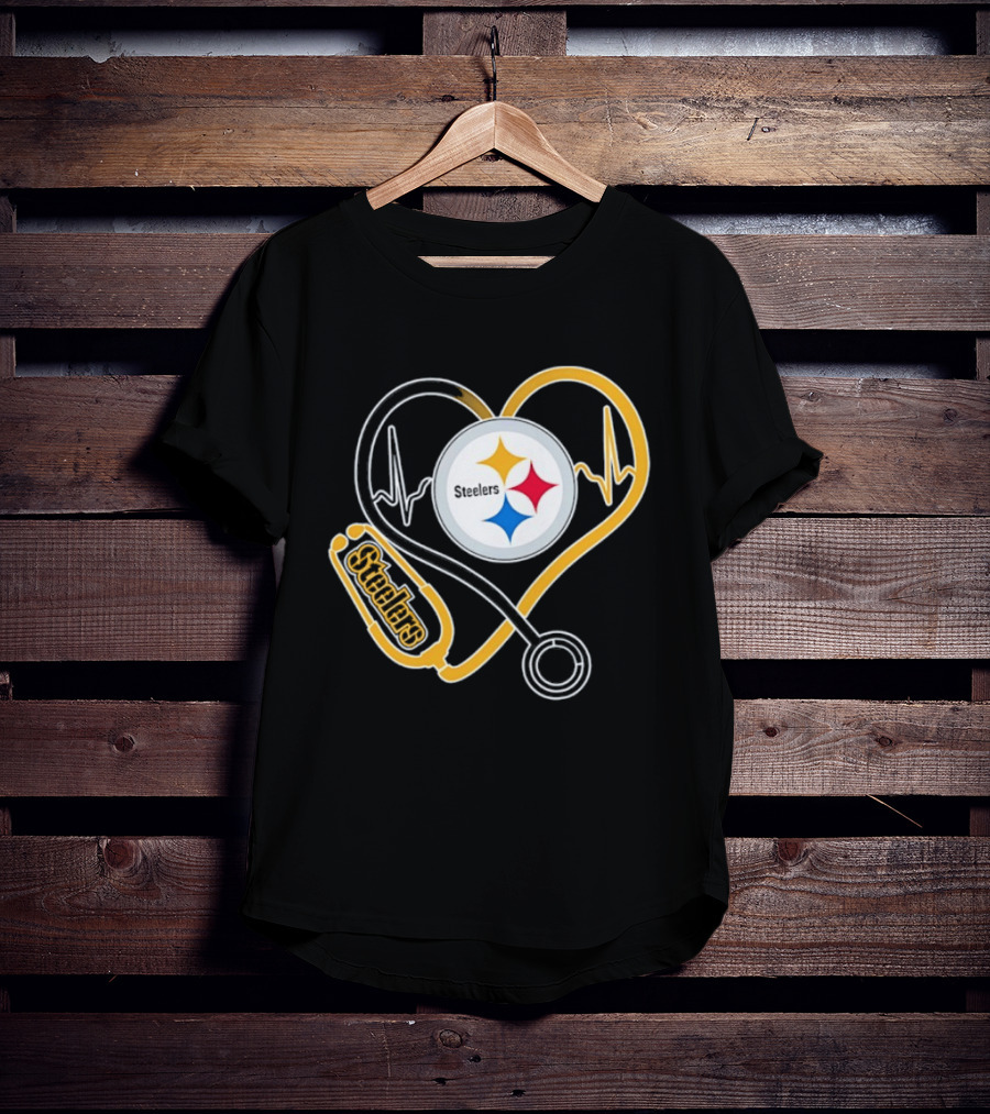 Nurse Heart Stethoscope Pittsburgh Steelers T-Shirt