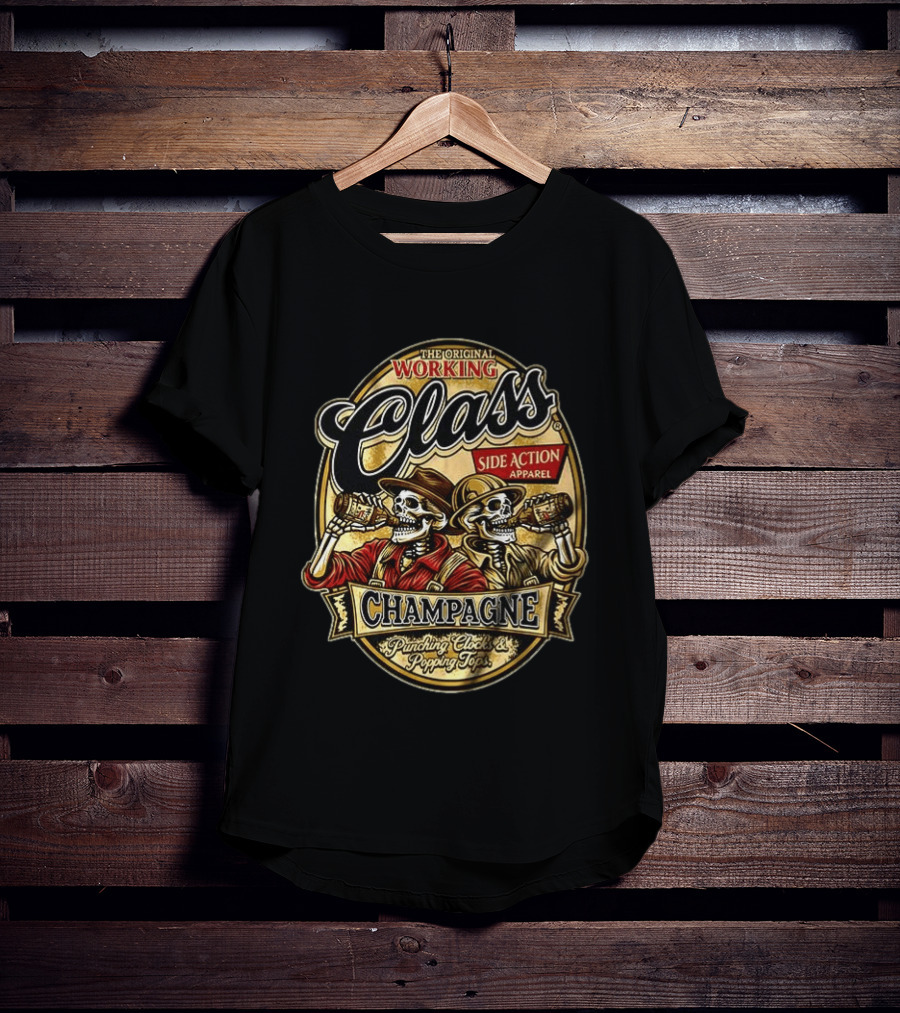 Punks And Skins Ltd Original Working Class Side Action Apparel Champagne Punching S Popping Tops T-Shirt