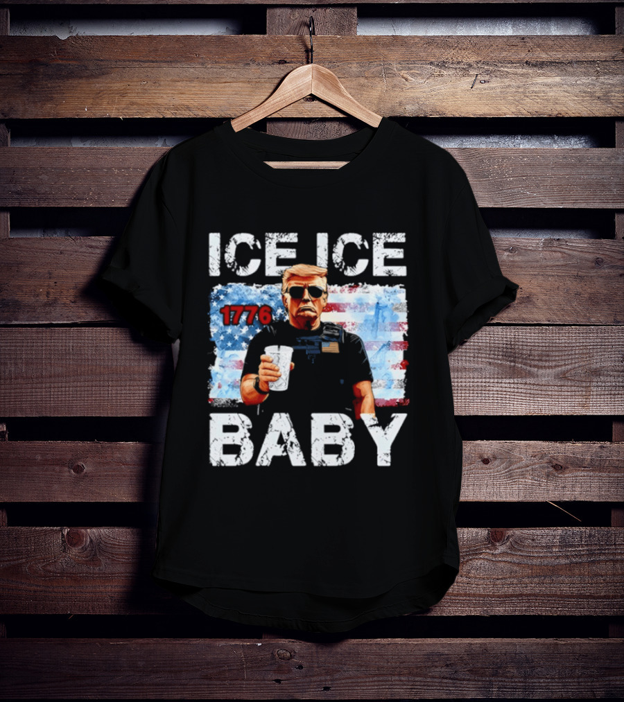 Ice Ice Baby 1776 Donald Trump Vintage American Flag T-Shirt