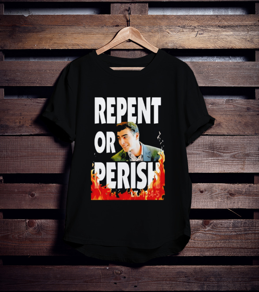 Repent Or Perish Luigi Fire Flame Luke 13:3 5 T-Shirt