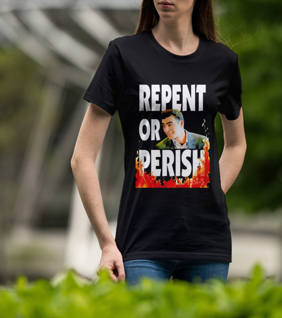 Repent Or Perish Luigi Fire Flame Luke 13:3 5 T-Shirt