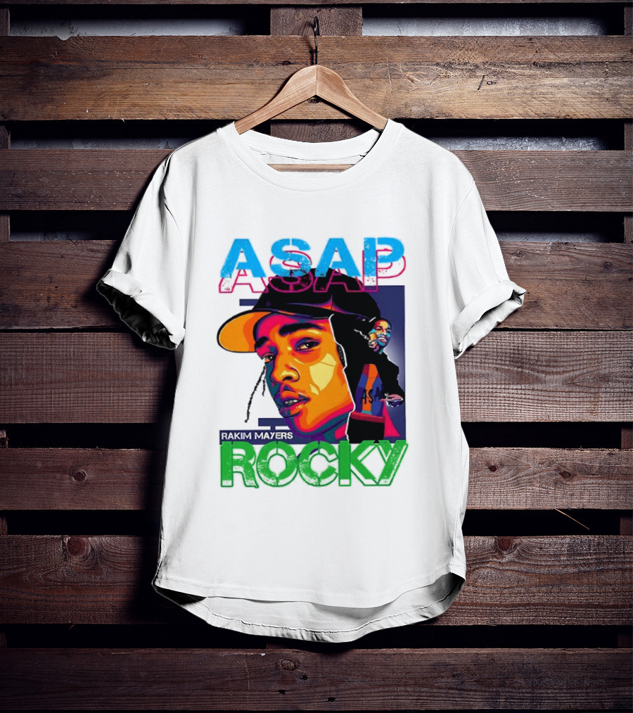 ASAP Rocky Rakim Mayers Hip Hop Street Art Bold Pop Color Aesthetic T-Shirt