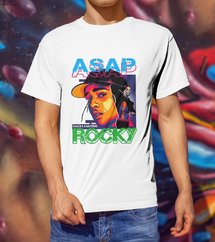 ASAP Rocky Rakim Mayers Hip Hop Street Art Bold Pop Color Aesthetic T-Shirt