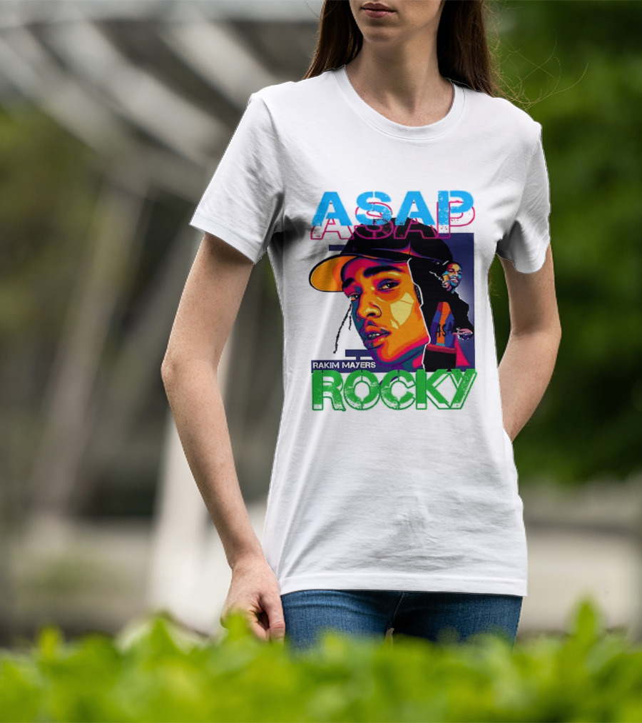 ASAP Rocky Rakim Mayers Hip Hop Street Art Bold Pop Color Aesthetic T-Shirt