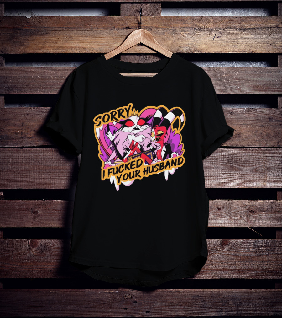 Sorry I Fucked Your Husband Characters With Purple And Red Comic T-Shirt