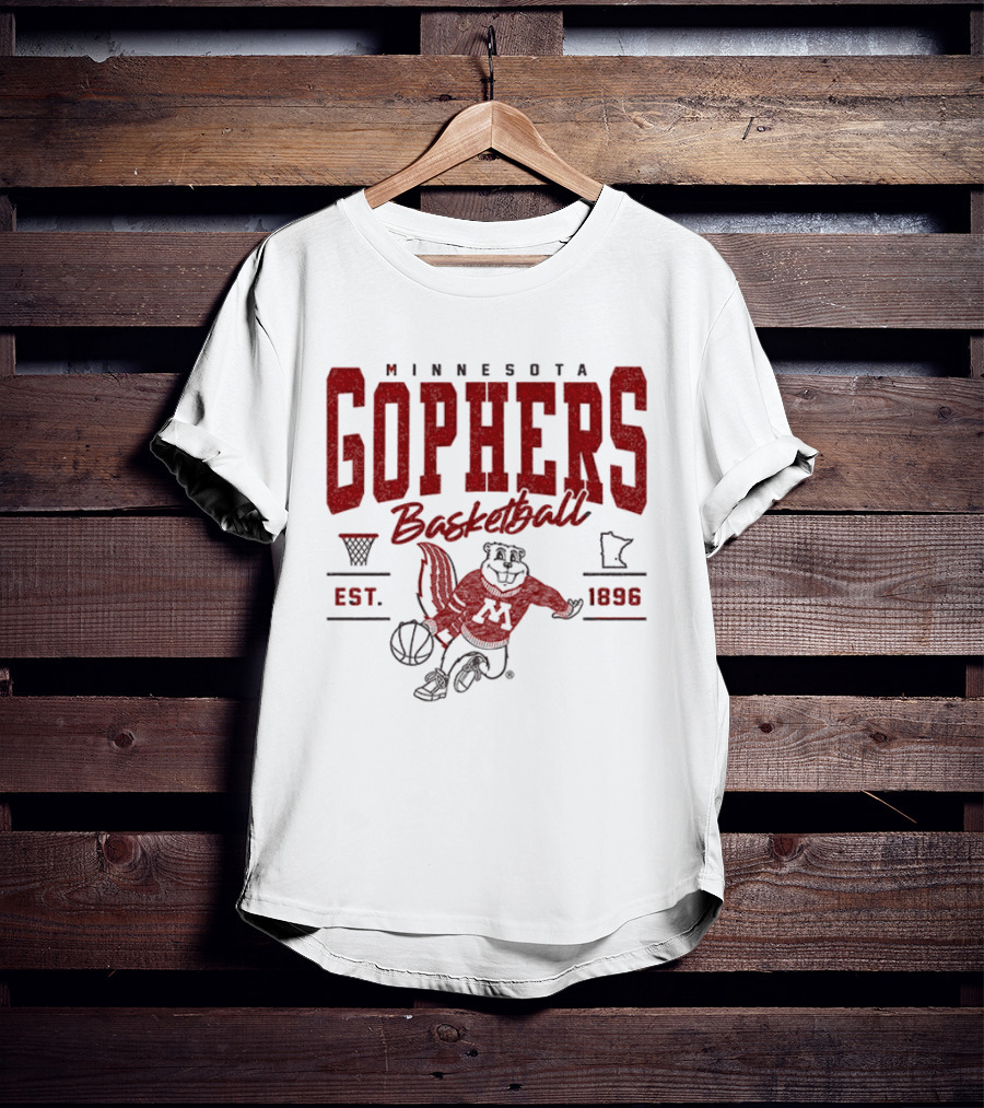 Minnesota Gophers Basketball Est 1896 Goldy Gopher Dribbling Ball T-Shirt