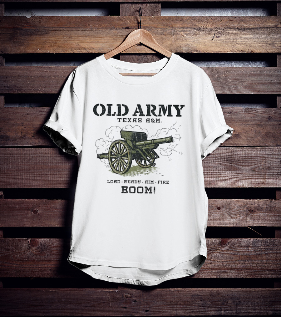 Texas A&M Old Army Load Ready Aim Fire Boom Cannon T-Shirt