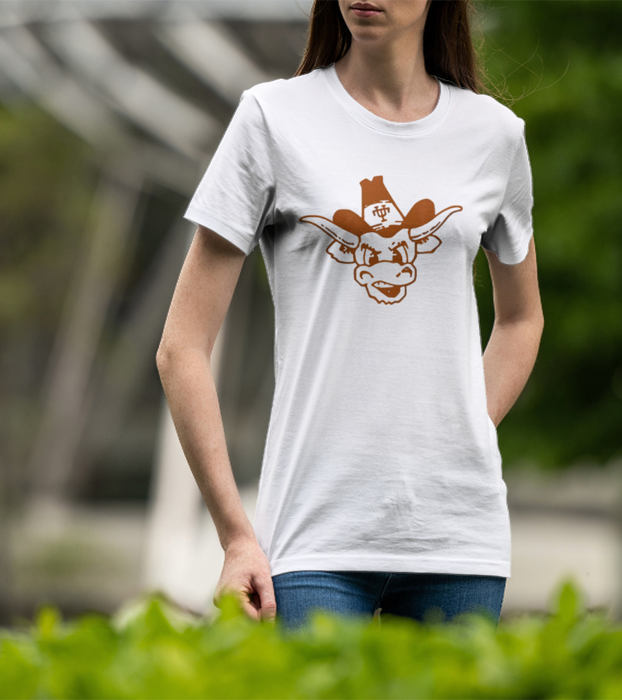 Texas Longhorns Scowling Bull Cowboy Hat Orange T-Shirt