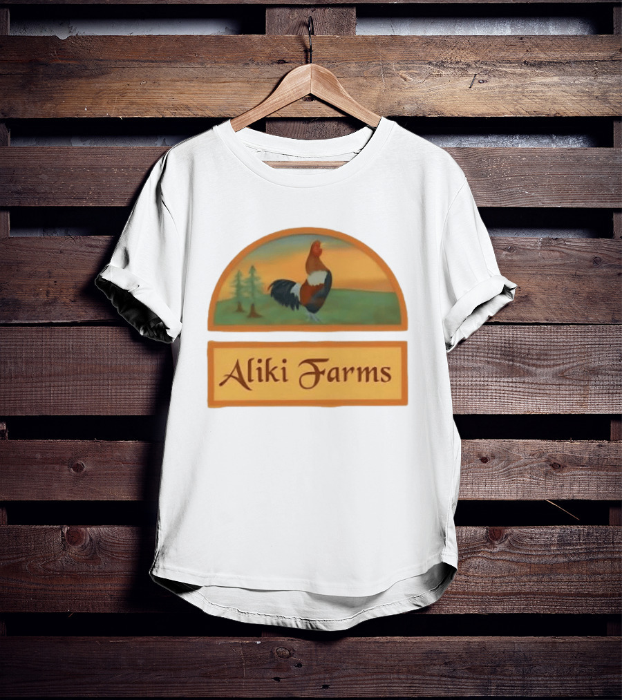 Aliki Farms Rooster Scene With Trees T-Shirt