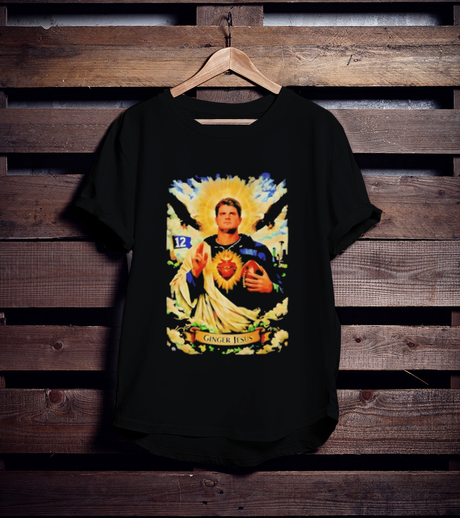 Ginger Jesus 12 Seattle Seahawks Football Halo Sacred Heart T-Shirt