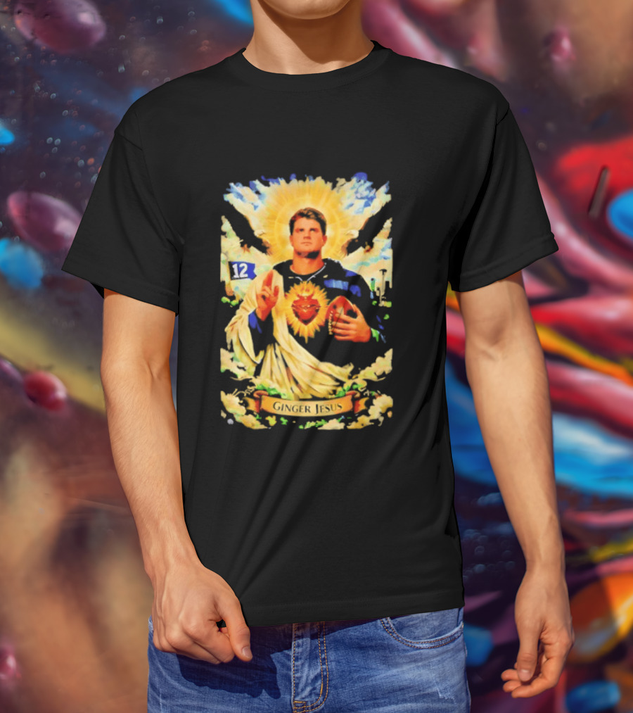 Ginger Jesus 12 Seattle Seahawks Football Halo Sacred Heart T-Shirt