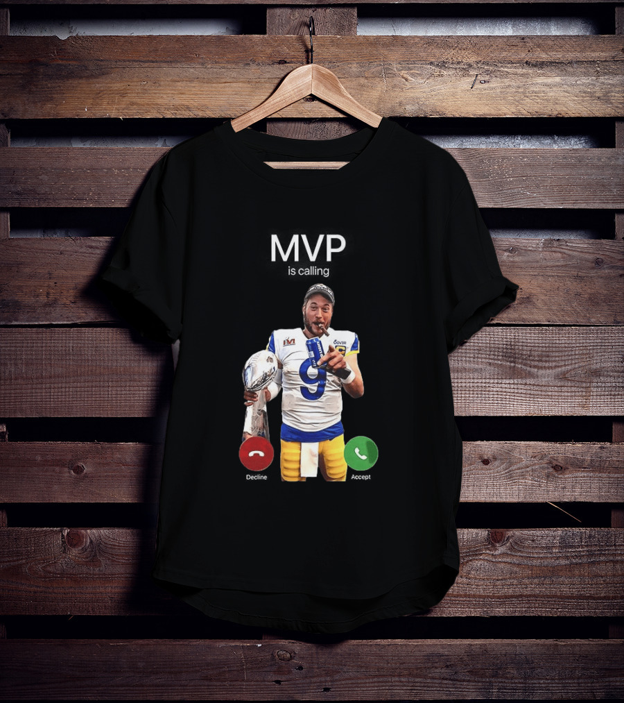 MVP Matthew Stafford Holding Trophy Los Angeles Football Celebration T-Shirt