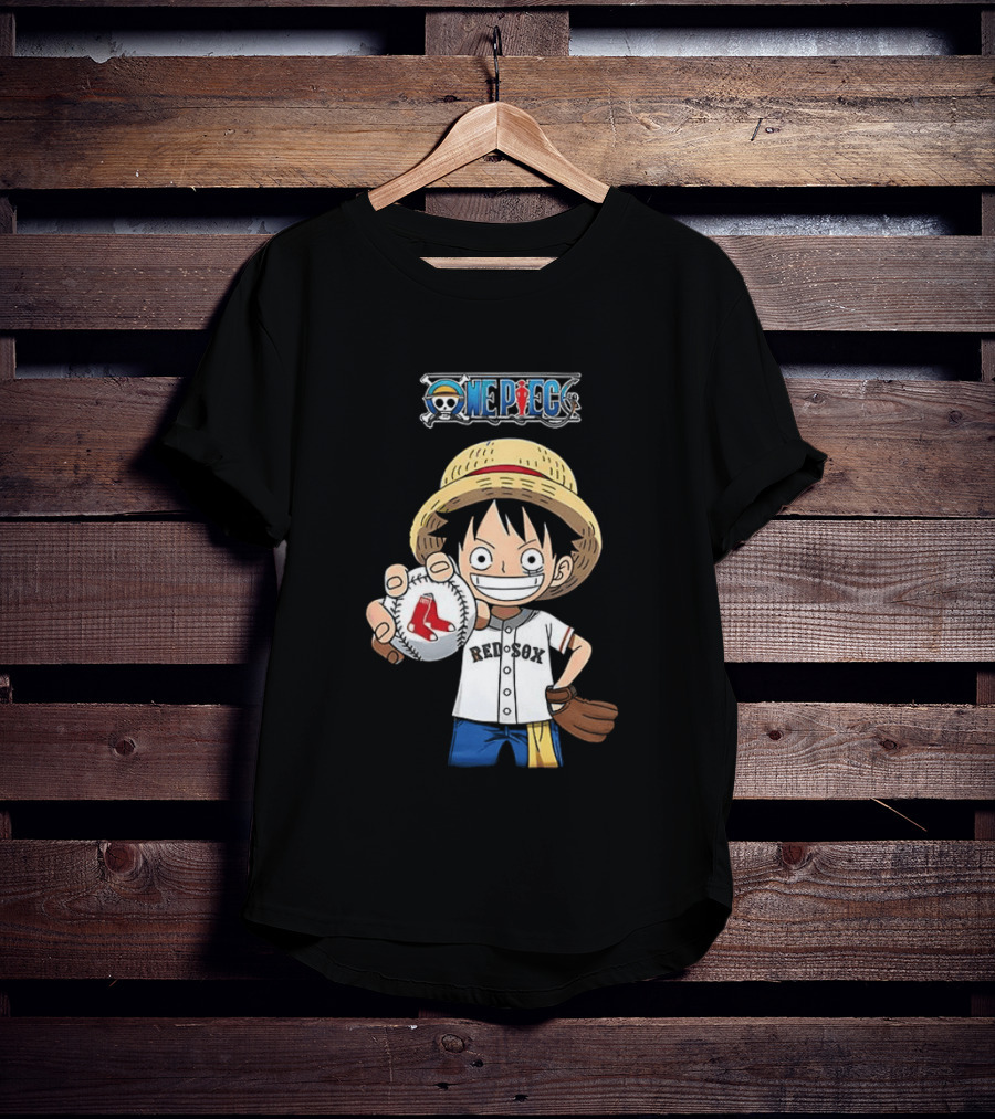 One Piece Boston Red Sox 2026 Luffy Baseball Collab T-Shirt