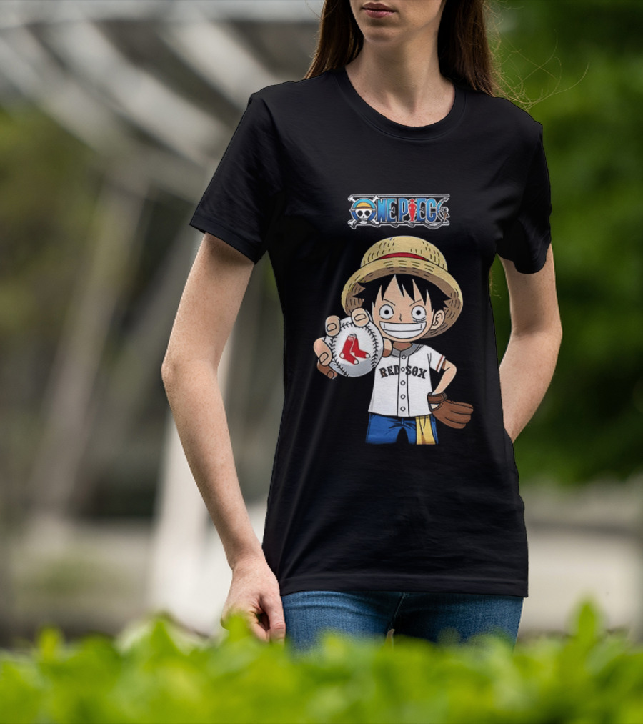 One Piece Boston Red Sox 2026 Luffy Baseball Collab T-Shirt