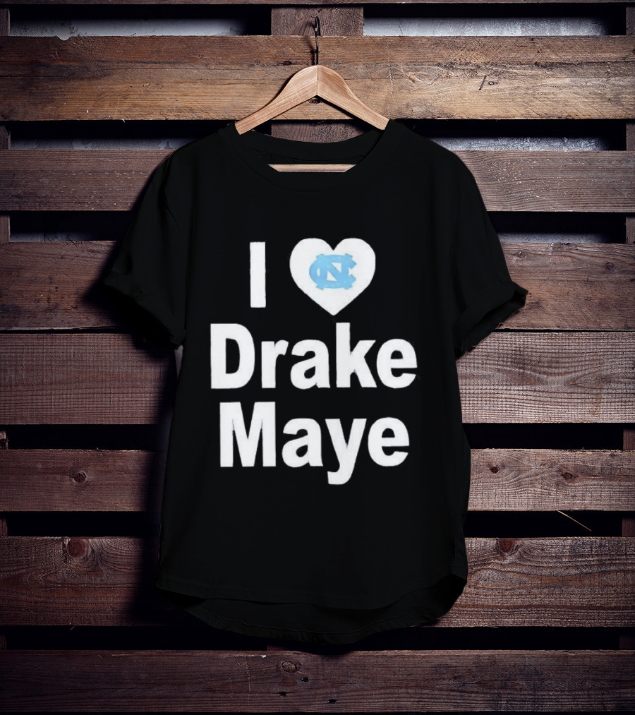 UNC Tar Heels I Love Drake Maye Heart T-Shirt