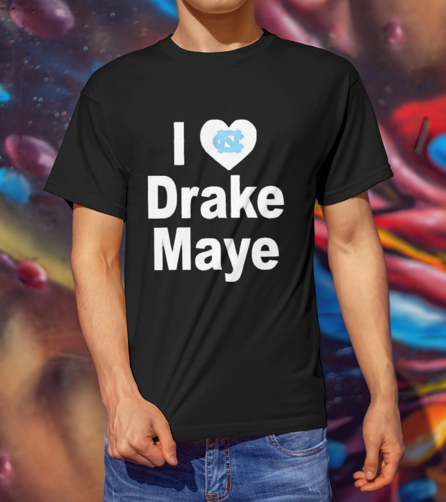 UNC Tar Heels I Love Drake Maye Heart T-Shirt