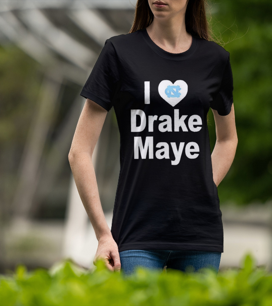 UNC Tar Heels I Love Drake Maye Heart T-Shirt
