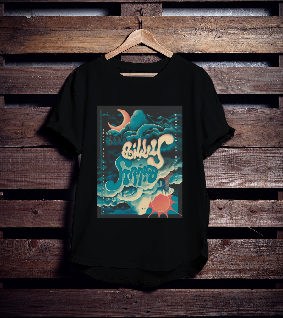 Billy Strings Tour Asheville NC February 10 2026 ExploreAsheville Arena Moon Clouds T-Shirt