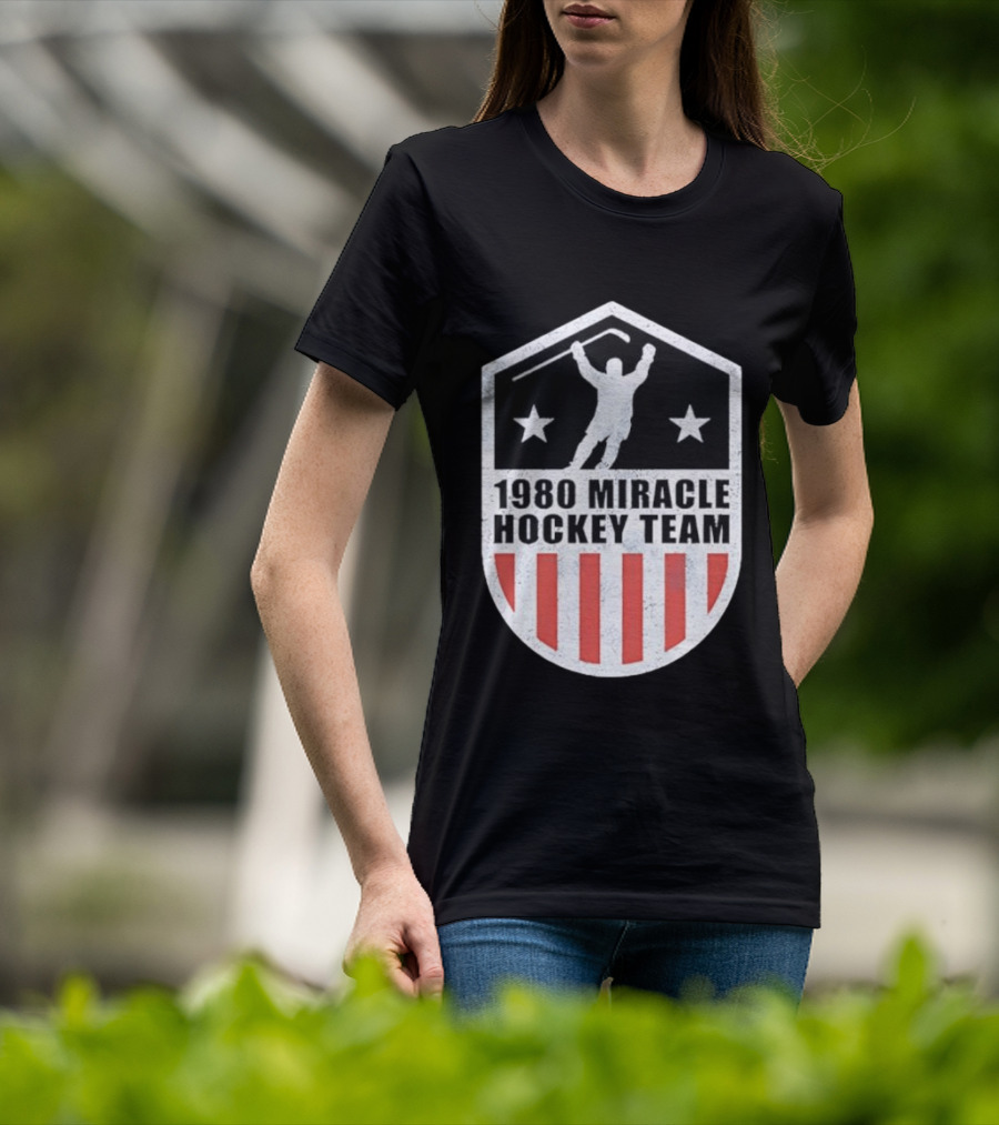 1980 Miracle Hockey Team Stars And Stripes Victory Celebration T-Shirt